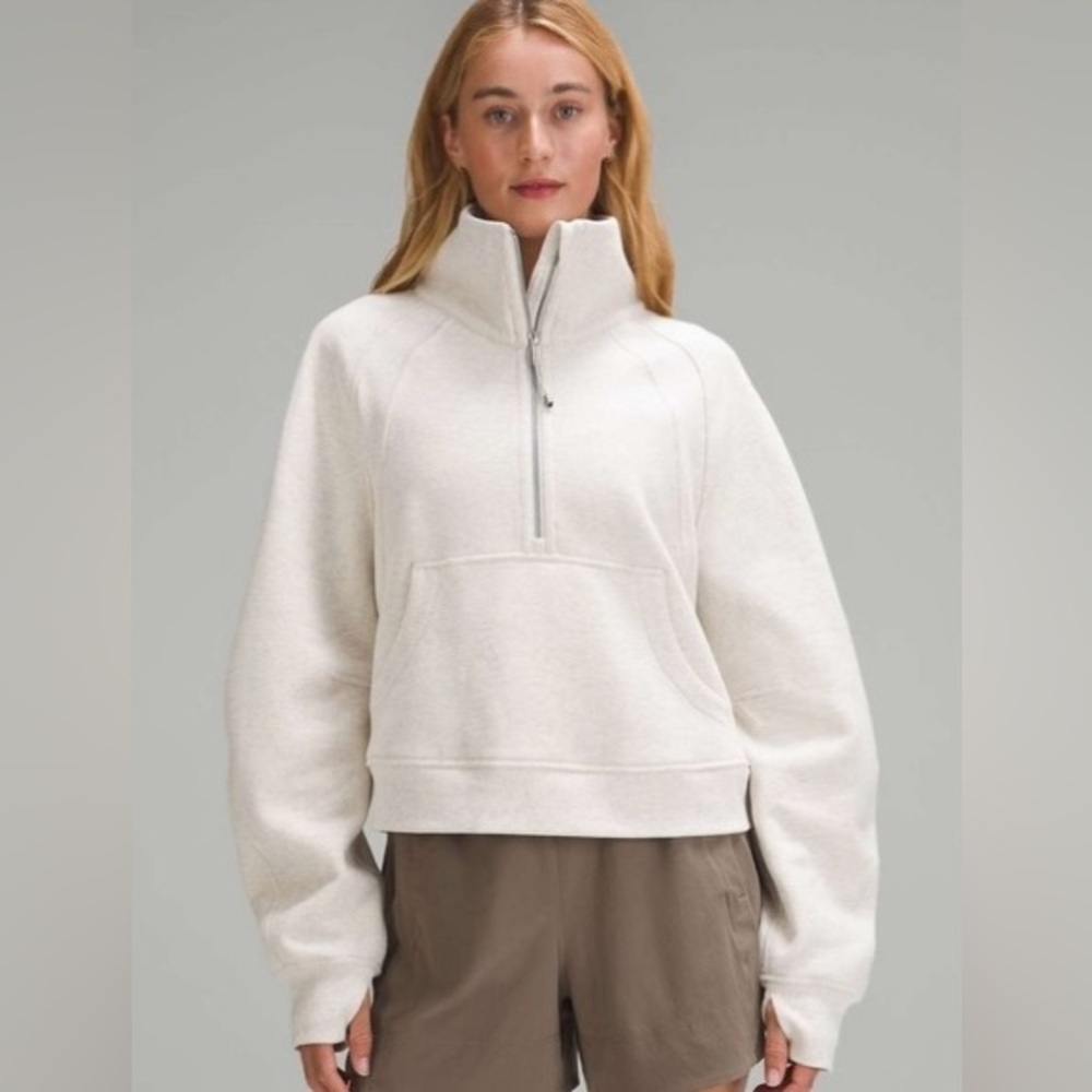Lululemon scuba half zip funnel neck, Heathered bone, Xs/s, x small/small